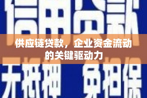 杜集供应链贷款，企业资金流动的关键驱动力