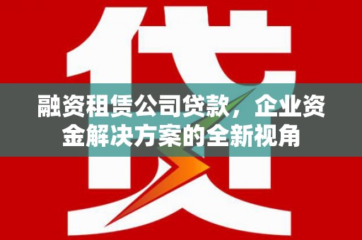杜集融资租赁公司贷款，企业资金解决方案的全新视角