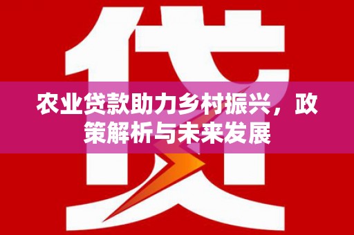 杜集农业贷款助力乡村振兴，政策解析与未来发展