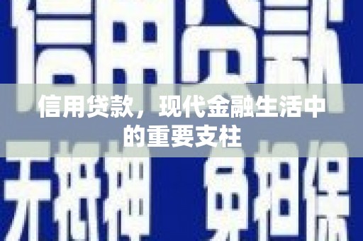 杜集信用贷款，现代金融生活中的重要支柱