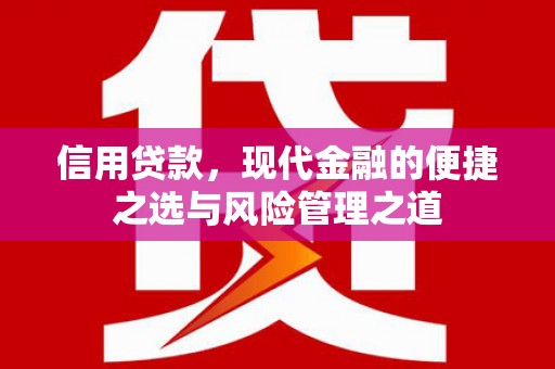 杜集信用贷款，现代金融的便捷之选与风险管理之道