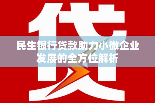 杜集民生银行贷款助力小微企业发展的全方位解析