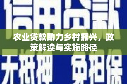 杜集农业贷款助力乡村振兴，政策解读与实施路径