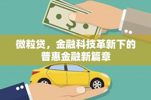 杜集微粒贷，金融科技革新下的普惠金融新篇章